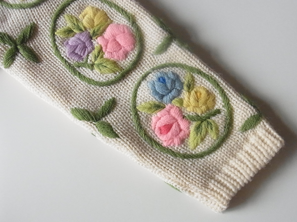 アンティークお花刺繍ニットコートの袖