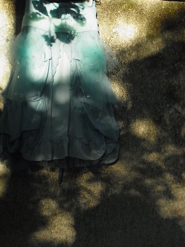 屋外撮影影の中のリメイクスカート